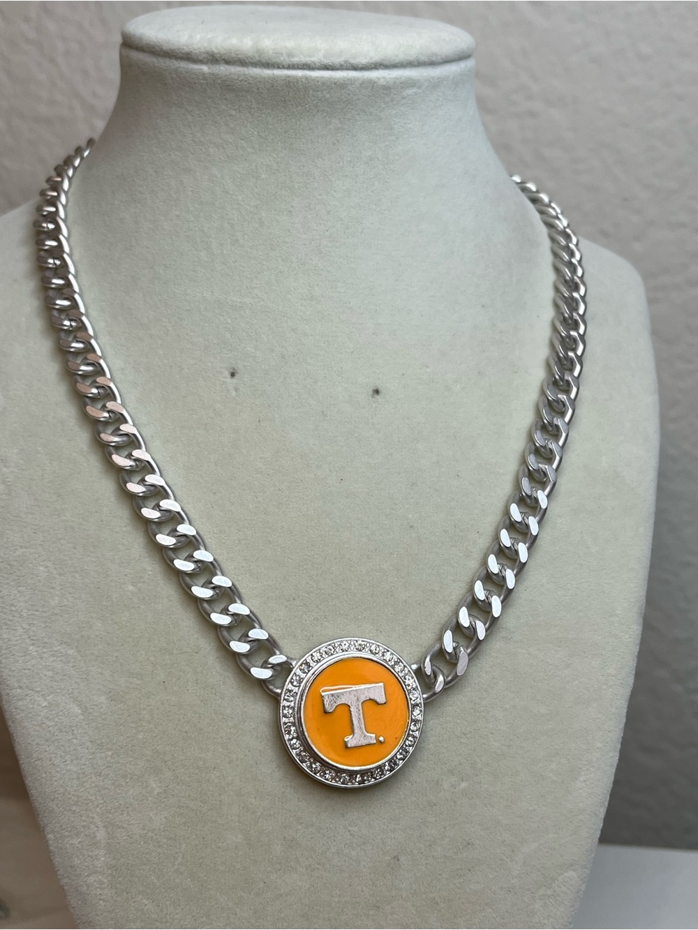 Ohio State Silver Tone Rhinestone Interchangeable Charm Cable Chain Necklace 22”